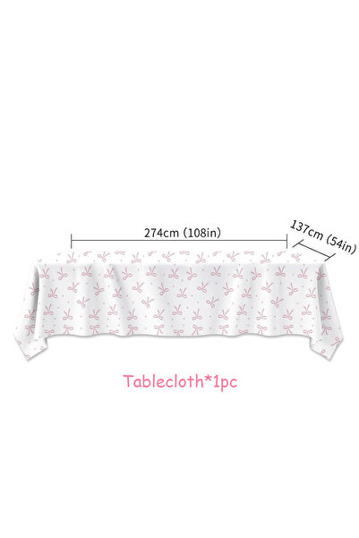Choice6 Tablecloth-1pc Pink Bow Birthday Decorations - Includes Bow Plates,Na...