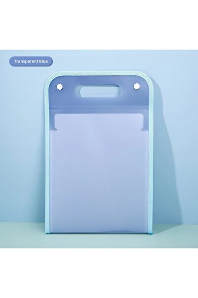 Choice Transparent Blue H 13 Pocket File Folders Portable A4 Letter Size Maca...