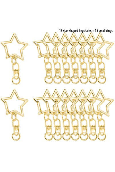 Choice 15 SETS gold color 15 Sets Star-shaped Spring Clip Keychain Holders, 1...