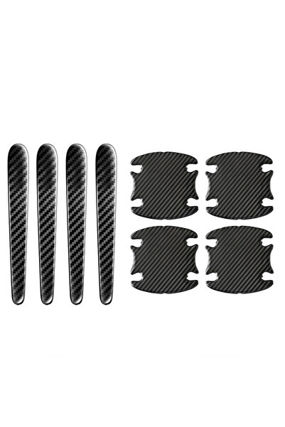choice2 black carbon fiber 6 Car Door Handle Bowl Scratch Protective Stickers...