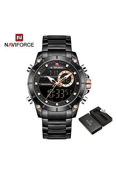 Naviforce ساعة يد رياضية فاخرة أصلية من بي بي بوكس ​​9163 للرجال، كوارتز، ستا...
