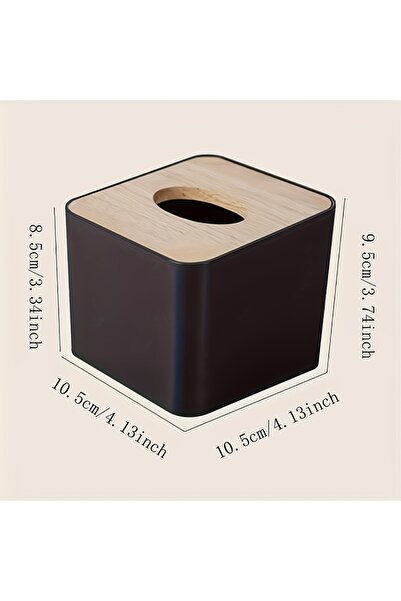 Choice black-1pc 1pc/2pcs-Nordic Style Plastic Tissue Box with Wooden Cover -...