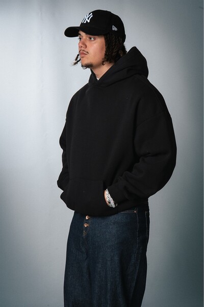 Crupt Studio Siyah Crupt Archive Oversize Erkek Hoodie