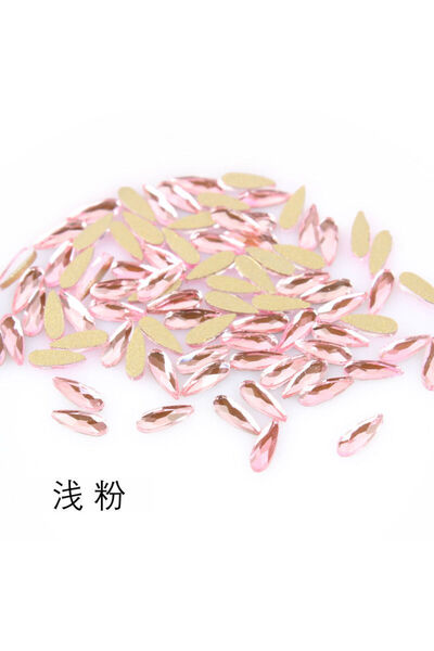 Choice Light pink 100pcs wholesale 2*6mm Smallest water drop Flat Back Nail R...