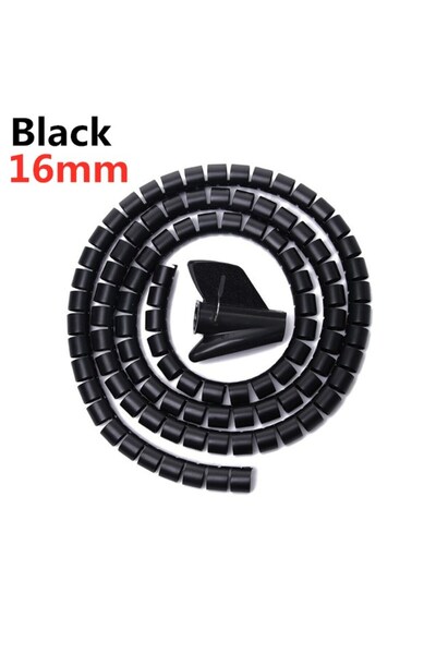 Choice7 2M Black-16mm 2/1M 16/10 mm Flexible Spiral Cable Wire Protector Cabl...
