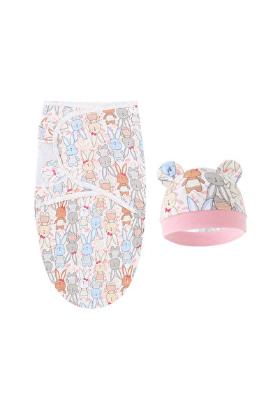 Choice Pink Bunny Baby Blanket Hat Set Cartoon Printed Cotton Newborn Swaddle...