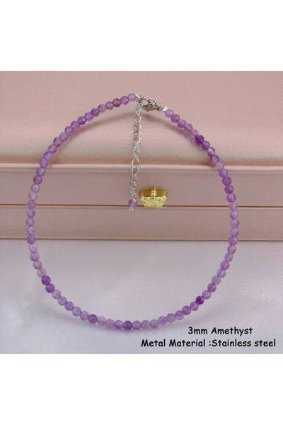 Choice7 Amethyst 22+5cm Anklet For Women Stainless Steel Jewelry Bead Foot Ch...