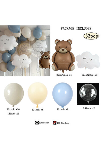 Choice Other 1Set 1Set Matte Bear Clouds Foil Inflated Balls bobo Ball Blue L...
