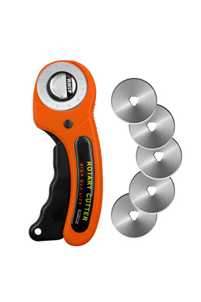 Choice8 Orange 5 blades 45mm Ergonomic Rotary Fabric Cutter For Fabric Card P...