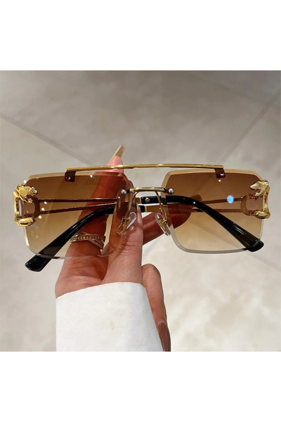 Choice As the picture Tea 1pcs Retro Frameless MEN'S AND WOMEN'S Sunglasses, ...