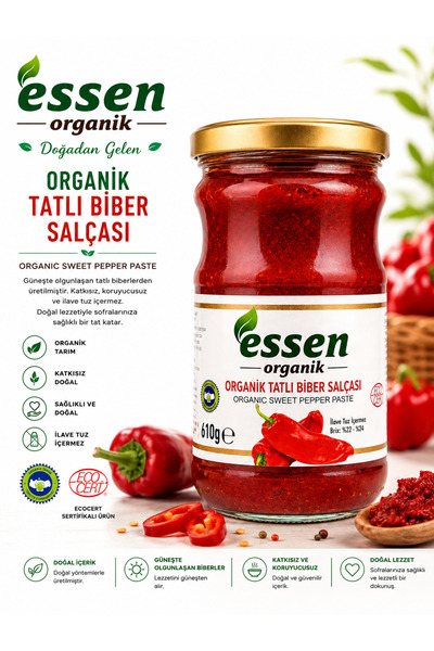 Essen Organik Organik Biber Salçası (tuzsuz) 610 Gr