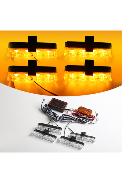 Choice4 Yellow Grill Car LED Light Strobe Red Blue Emergency Remote Wireless ...