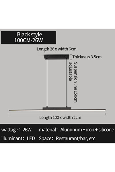Choice Cold White 100CM BLACK Pendant Lights Modern Simple Dining Room Lights...