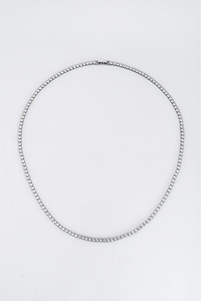 Crupt Studio 3mm X 55cm Tennis Chain Silver Tone Zincir Erkek Kolye