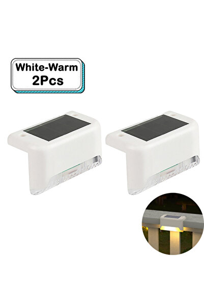Choice1 Whtie-Warm 2 Pcs Outdoor Solar Step Lights Warm White LED Waterproof ...