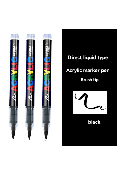 Choice11 black-3Pcs 3/6Pcs Acrylic White Marker Brush Pens Black Paint Art Ma...