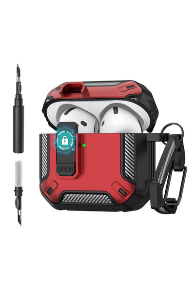 Choice7 Case For AirPods 4 Black Red Kit Upgraded Security Lock Case With Hoo...