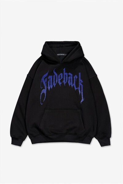 Fadeback Rhinestones Mavi Taşlı Fadeback Oversize Hoodie