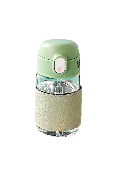 Choice5 500ml Green Portable Straw Glass Cup With Scale High Capacity Water B...