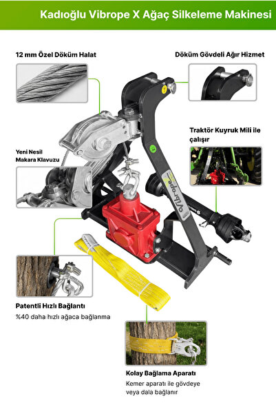 Kadıoğlu Vibrope X Şanzımanlı (pistonlu) Halatlı Ağaç Silkeleme Makinesi