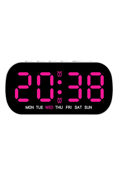 Choice Rose Red Digital Alarm Clock USB Powered Temperature Date Week Dual Al...