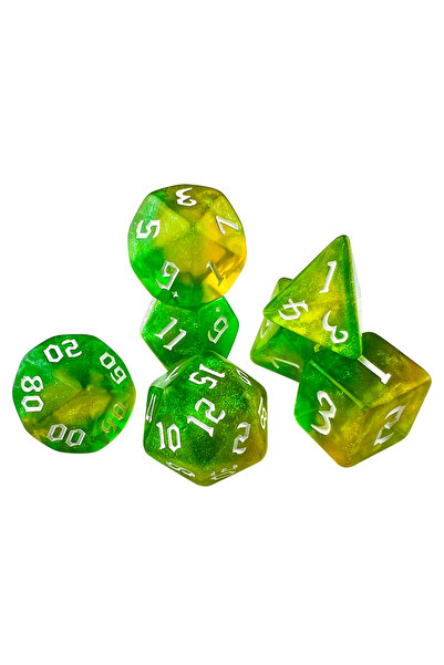 Choice5 مجموعة من 7 قطع من نرد لعبة Dungeons & Dragons باللون الأخضر الفاتح