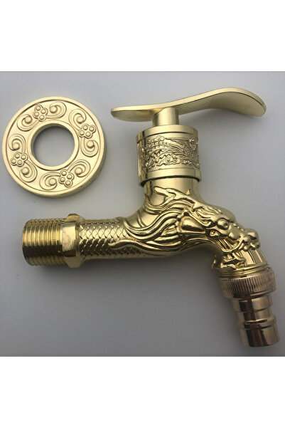 choice2 Golden dragon head Outdoor Faucet Carving Wall Mounted Zinc Alloy Ant...