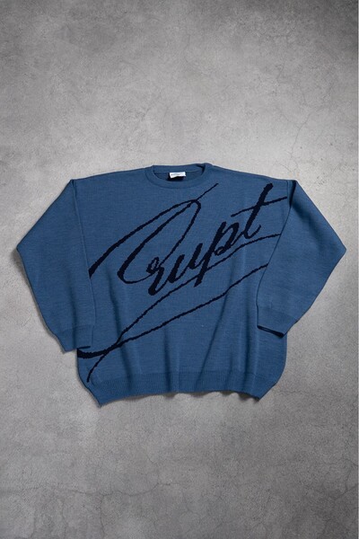 Crupt Studio Mavi Crupt Nightfall Knit Erkek Triko Kazak