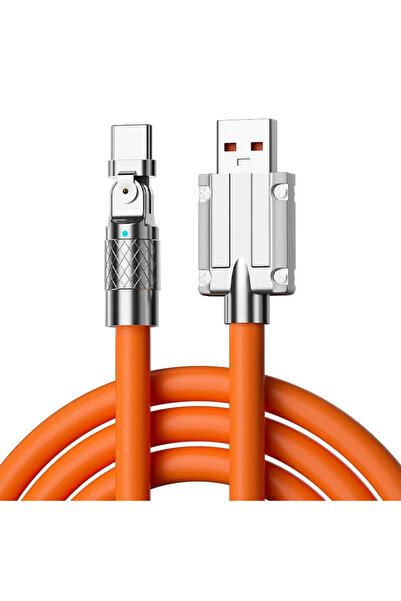 Choice 2m Orange 120w 6A Fast Charge Usb Type C Data Cable 180 Degree Rotatin...