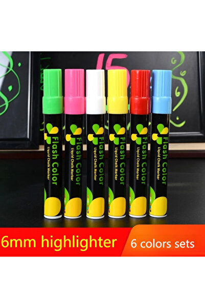 Choice 6mm 6pcs 8 Color/set LED Highlighter Fluorescent Marker Pens Erasable ...