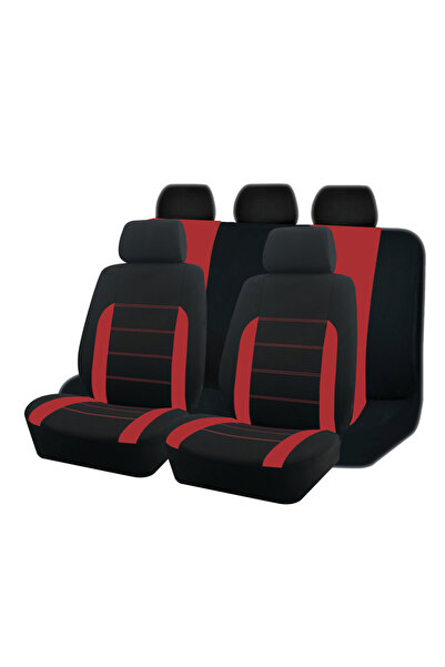 Choice Red 5 seat AUTOKING Universal Fabric Car Seat Covers Fit For Most Car ...