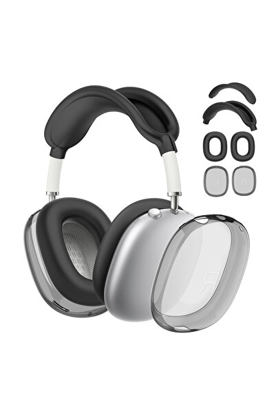 ALLOYSEED Black 4 in 1 Silicone + TPU Clear Cover Case Shockproof Ear Pad Ear...