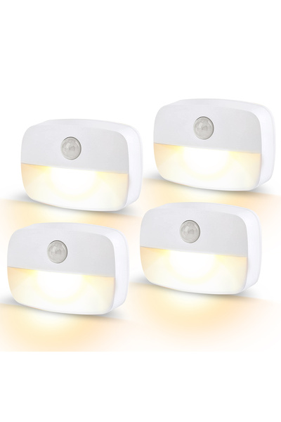 Choice Warm White 4pcs Motion Sensor LED Night Light Wireless AAA Battery Pow...