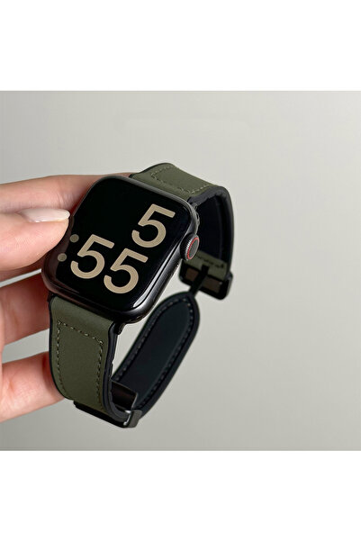 Choice19 45 44 42 49-S10-46mm green Leather+Silicone Strap For Watch Band Ult...