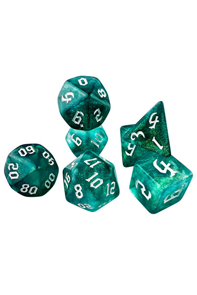 Choice3 مجموعة نرد لعبة تقمص الأدوار (D&D) باللون الأزرق السماوي، 7 قطع