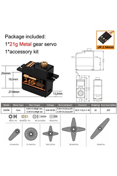 Choice 21g 3 Pin JR2.54 DSPOWER 17g 21g Digital Plastic /Metal Gear Waterproo...