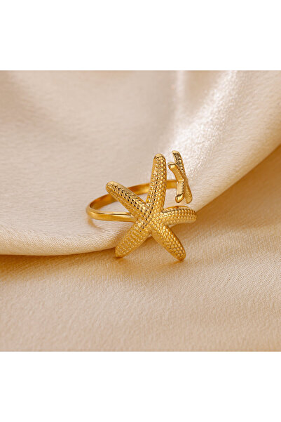 Choice resizable JZ6542G Stainless Steel Starfish Open Rings For Women Gold C...