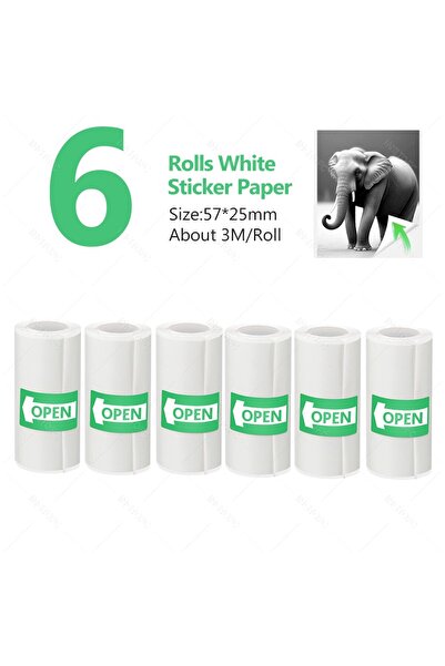 Choice1 6 Rolls Printable Adhesive Paper 3~15 Pcs Mini Printer Sticker Paper ...