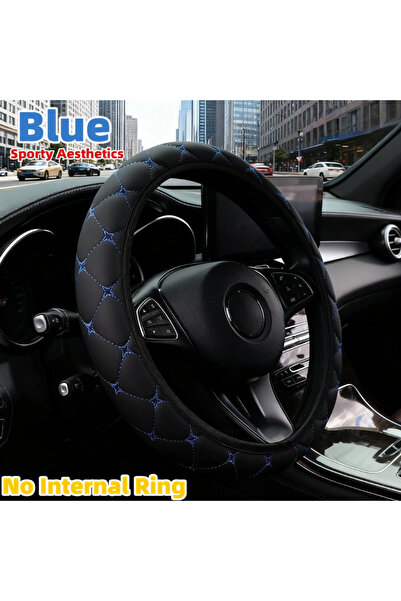 Choice1 Blue Leather Star Texture No Inner Ring Car Steering Wheel Cover Four...