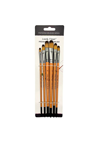 Choice 6pcs Orange Filbert Artist Paint Brush Set Professional Anti-Shedding ...