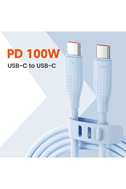 Toocki 1.2m 100W C-C Blue 100W USB C To Type C Cable Fast Charging Charger Ca...