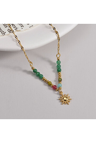 Choice3 N1980 Bohemia Colorful Natural Stone Beaded Necklaces Vintage Sun Eye...