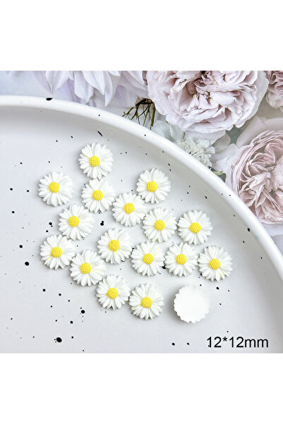 Choice 04 12mm 50Pcs 3D Resin Mini Daisy Nail Charms White Flowers Cool Summe...