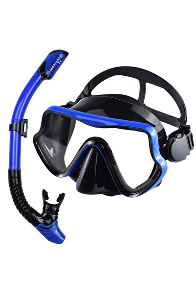 Choice BlackRoyalBule Scuba Diving Mask Snorkel Set For Adults Tempered Glass...