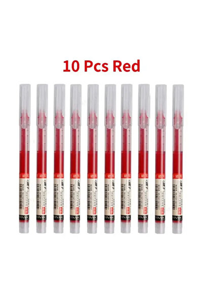 Choice 10pcs red 10Pcs/set High Quality Needle Type Gel Pens Straight Liquid ...