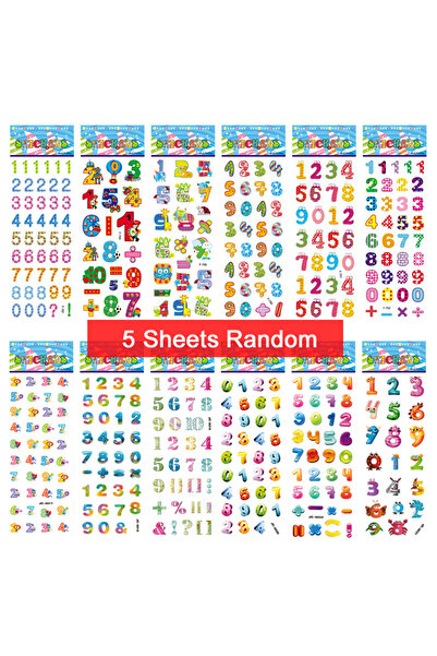 Choice5 5 Number Stickers 5 Sheets Kids Stickers Puffy Stickers for Children ...