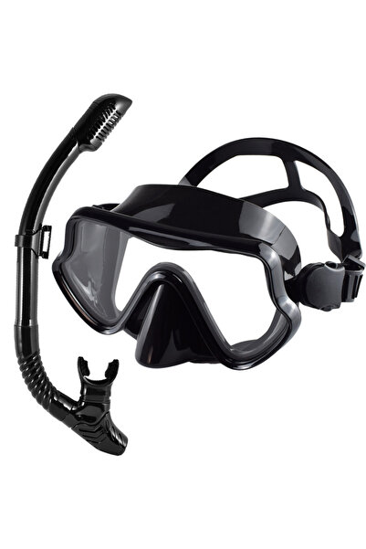 Choice PureBlack Scuba Diving Mask Snorkel Set For Adults Tempered Glass Prof...