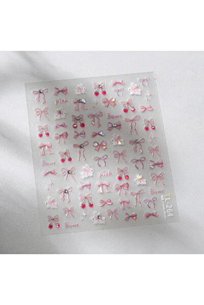 Choice1 1pcs 1Pcs 3D 5D Kawaii Ribbon Rabbit Nail Stickers Embossed Bow Self ...