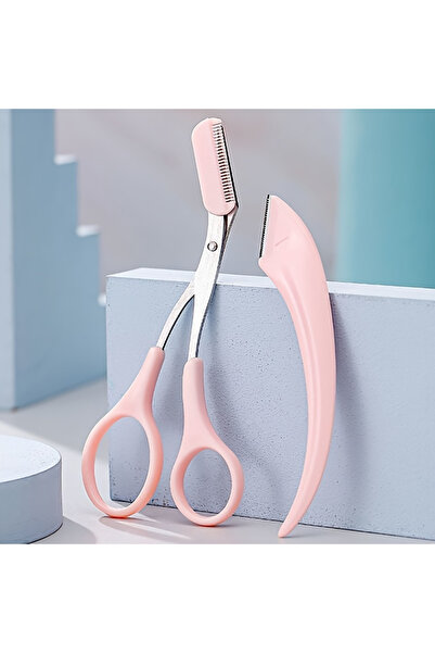Choice 2Pcs Pink 2Pcs/3Pcs Crescent Moon Eyebrow Trimmer Set, Stainless Steel...