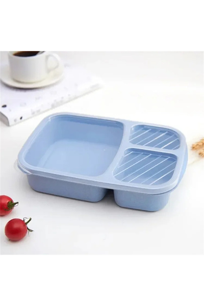 Choice 1 Blue 1/4pack Bento Lunch Box Set 3 Compartment Food Storage Containe...